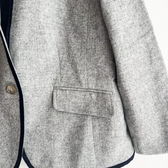 Talbots Grey Wool Blend Herringbone Classic One bUtton Blazer 14 - Picture 3 of 7